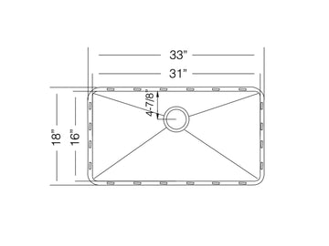 33 inch Stainless Steel Flush Mount Large Single Bowl Matte Black Kitchen Sink - Lyon TZ PRS787M - Sink Depot